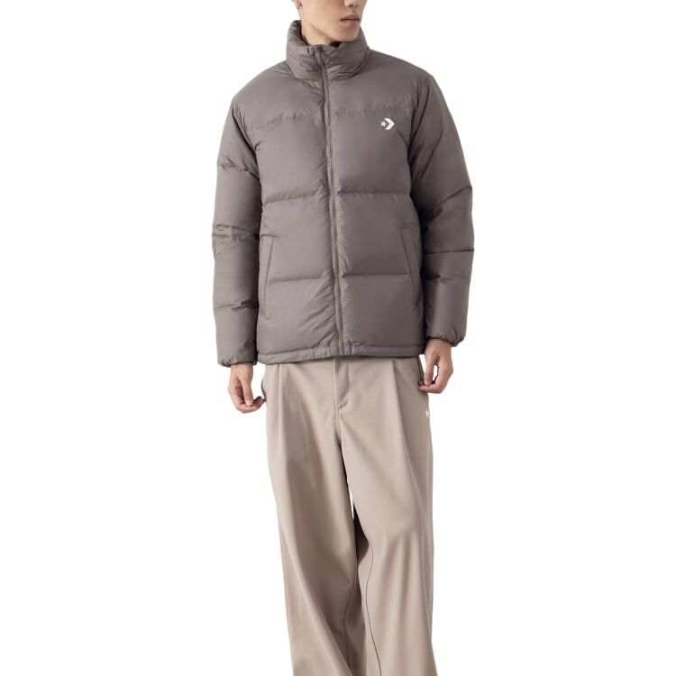 Converse Converse Down Jackets Unisex Khaki Stand Collar Moderate