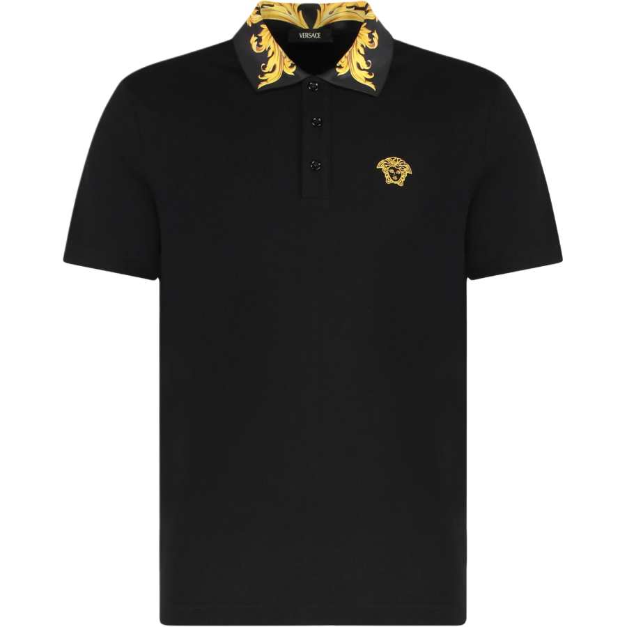 VERSACE Versace patterned-collar Medusa polo shirt