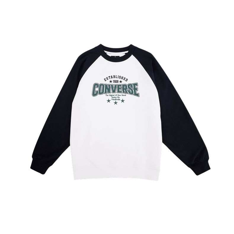 Converse Converse Sweatshirts Unisex White/Blue Color Crew Neck Moderate