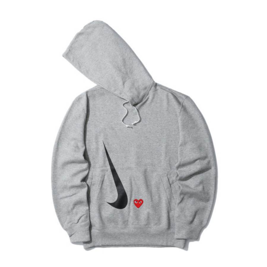 CDG Play Sweatshirts Men's Gray Hooded Non Detachable Moderate