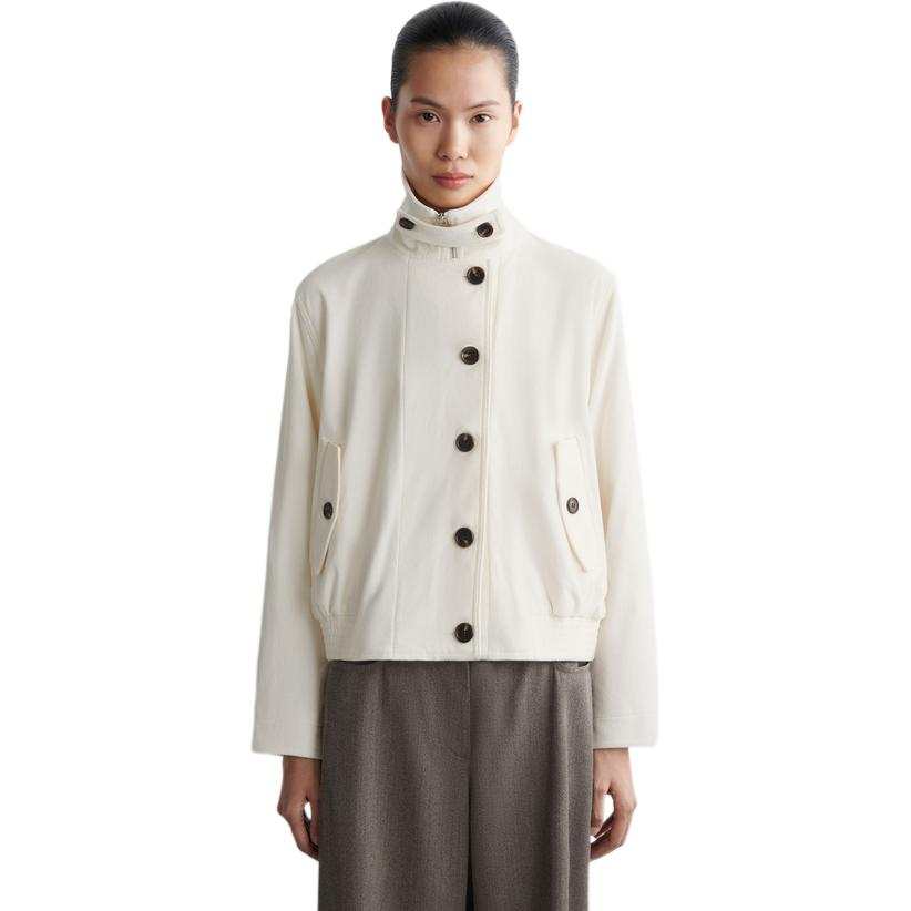 COS Jackets Women's White Stand Collar Moderate Other