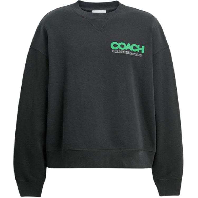 COACH COACH Sweatshirts Men's Washed Black Crew Neck Moderate Regular