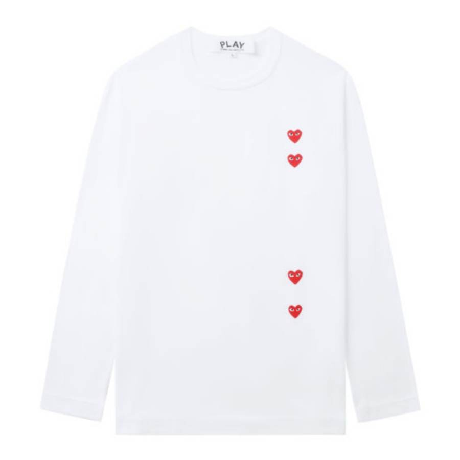 CDG Play T Shirts Unisex White Crew Neck Moderate