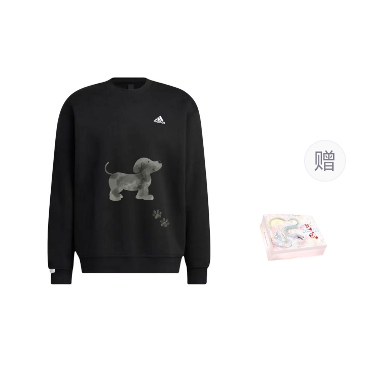 Adidas Adidas 3 Stripes LABEL Mechanical Magic Ink Wash Puppy Print Thickened And Fleece Lined Athleisure Crew Neck Sweatshirt