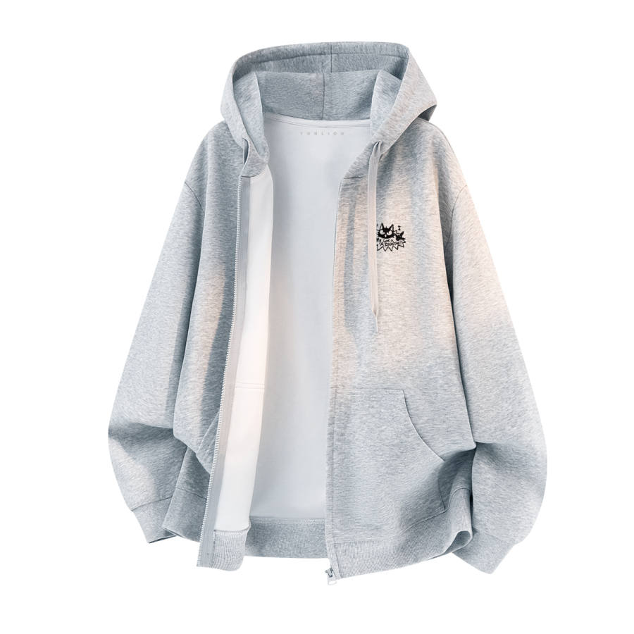 Tonlion Sweatshirts Unisex Hooded Moderate Cardigan