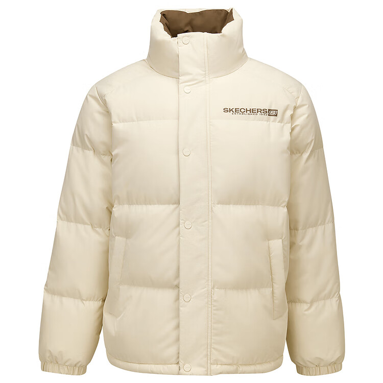 Skechers Down Jackets Unisex Ivory White/001J Stand Collar Moderate