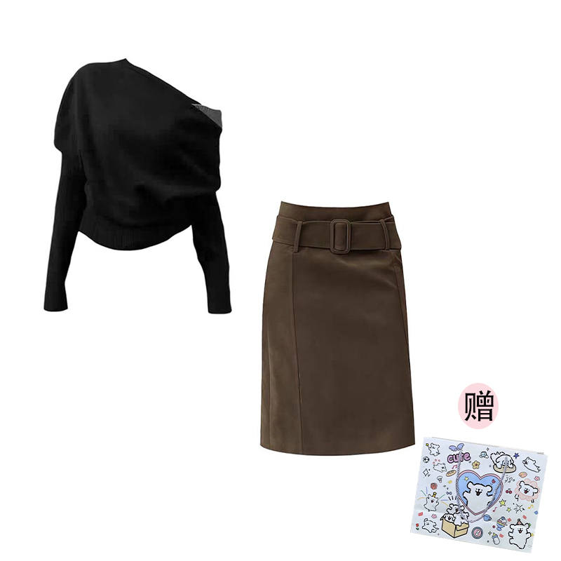 MARIE·COCO Two Piece Skirt Sets Women's Boat Neck Moderate Mid Length