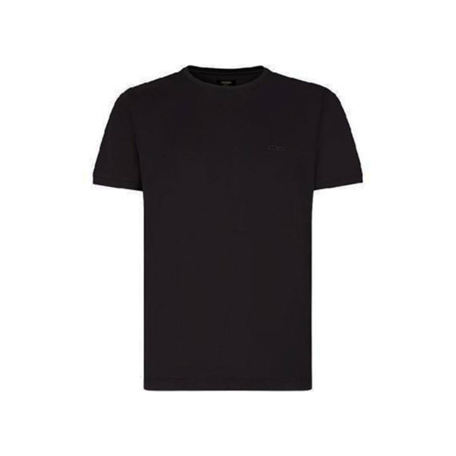 FENDI T Shirts Men's Black Crew Neck Moderate Straight Fit