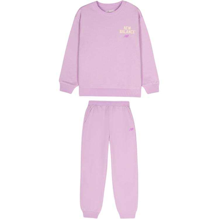 New Balance New Balance Casual Sportswear Fleece Lined Crew Neck Pullover Thermal Long Sleeved 2 Piece Set Kids'