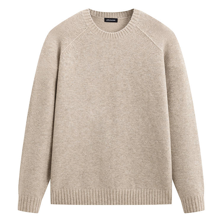 PEACEBIRD MEN Sweaters Men's Almond Milk Color, Batch 1 Crew Neck Moderate