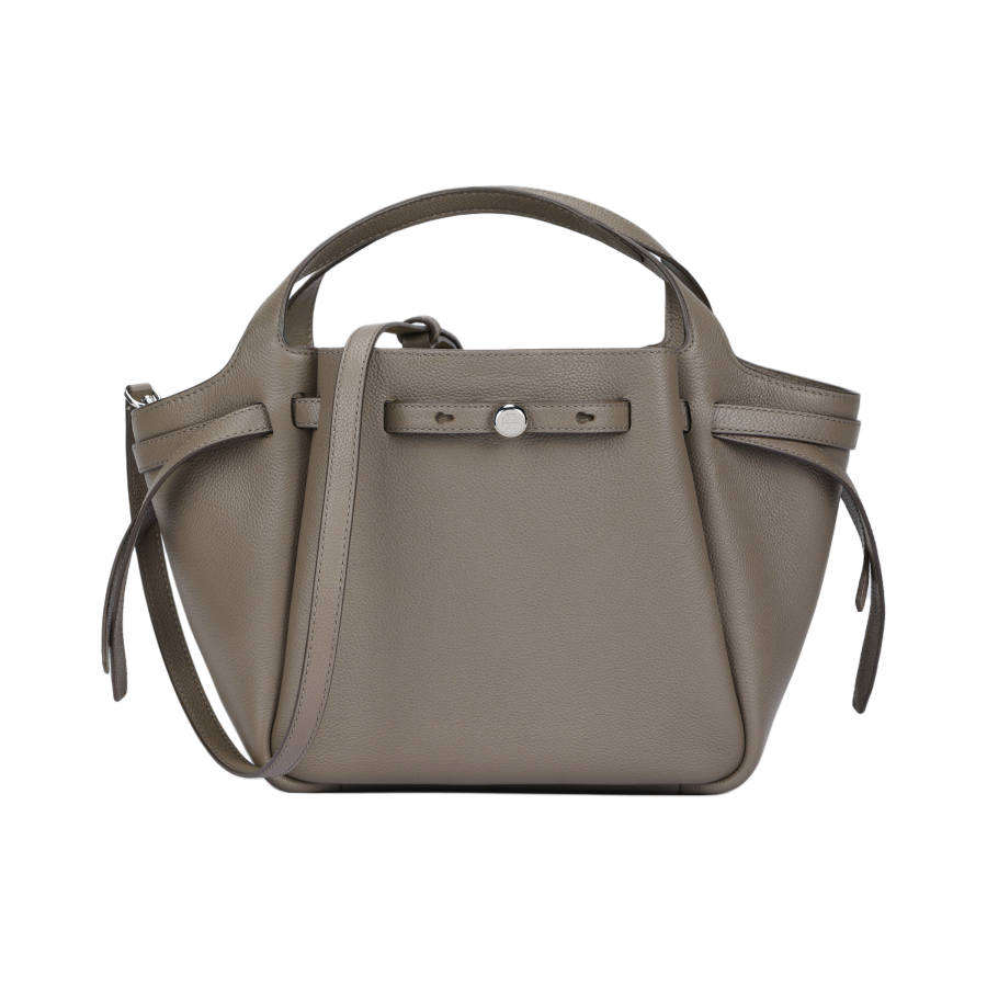 TORY BURCH Romy Litchi Grain Leather Handbag Small Women's Khaki