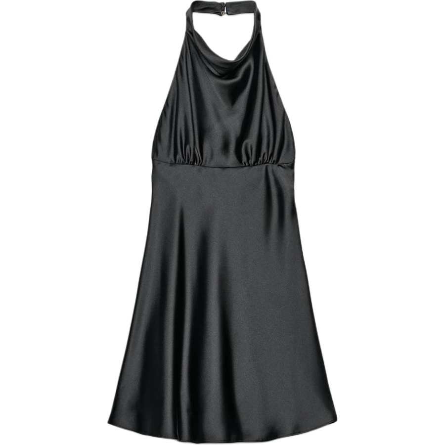 ZARA Sleeveless Dresses Women's Black Halter Moderate Midi Dress