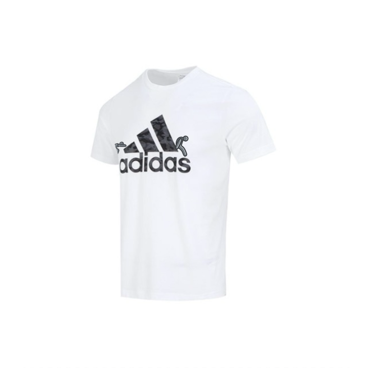 Adidas Adidas T Shirts Men's White Crew Neck Moderate Straight Fit