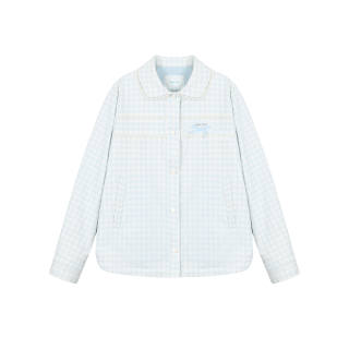 Umoumo Down Jackets Women's Blue Fleece Lined Down Shirt Jacket