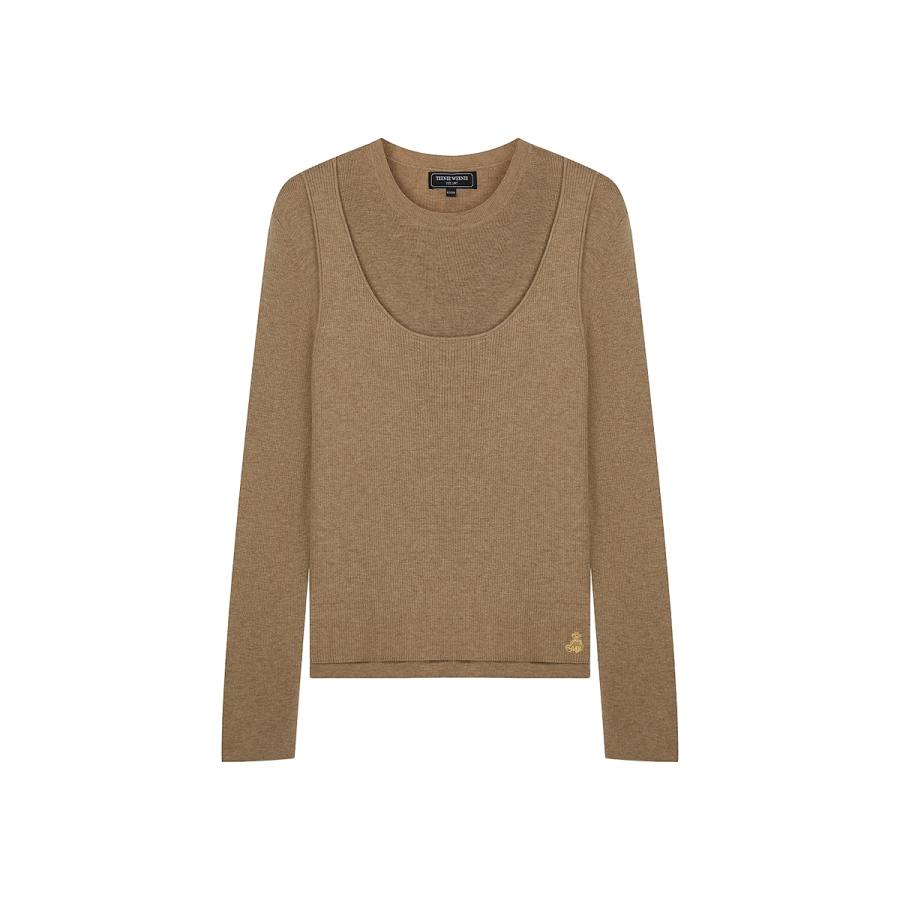 Teenie Weenie Sweaters Women's Crew Neck Moderate Mock Two Piece