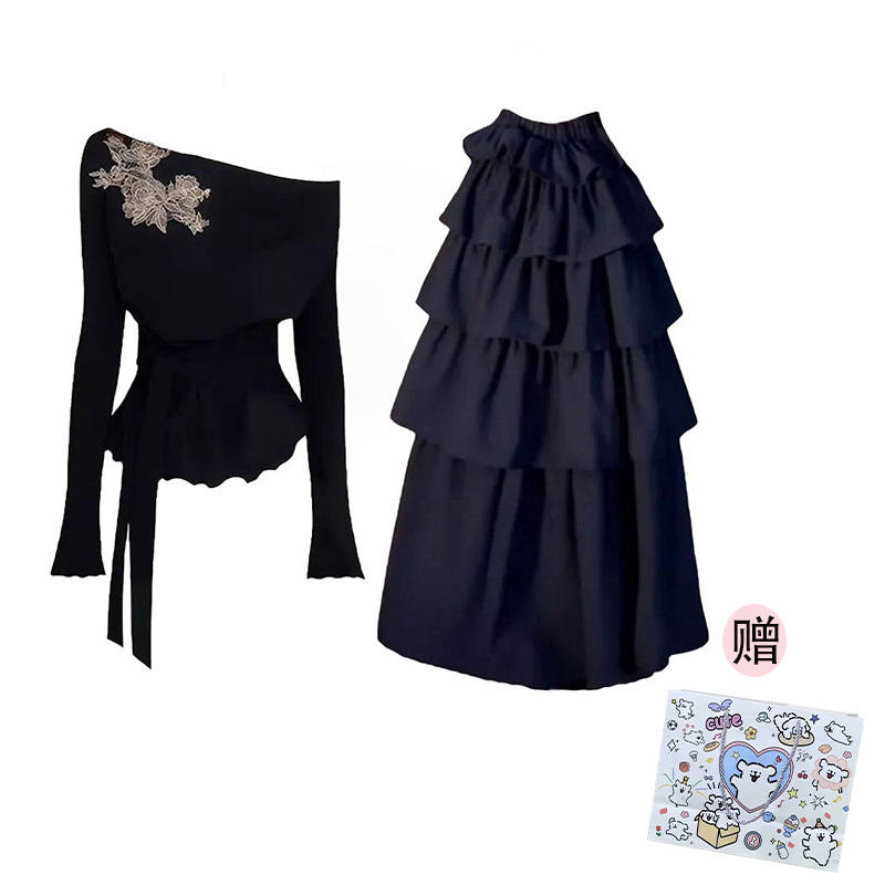 MARIE·COCO Two Piece Skirt Sets Women's Asymmetrical Collar Moderate Mid Length