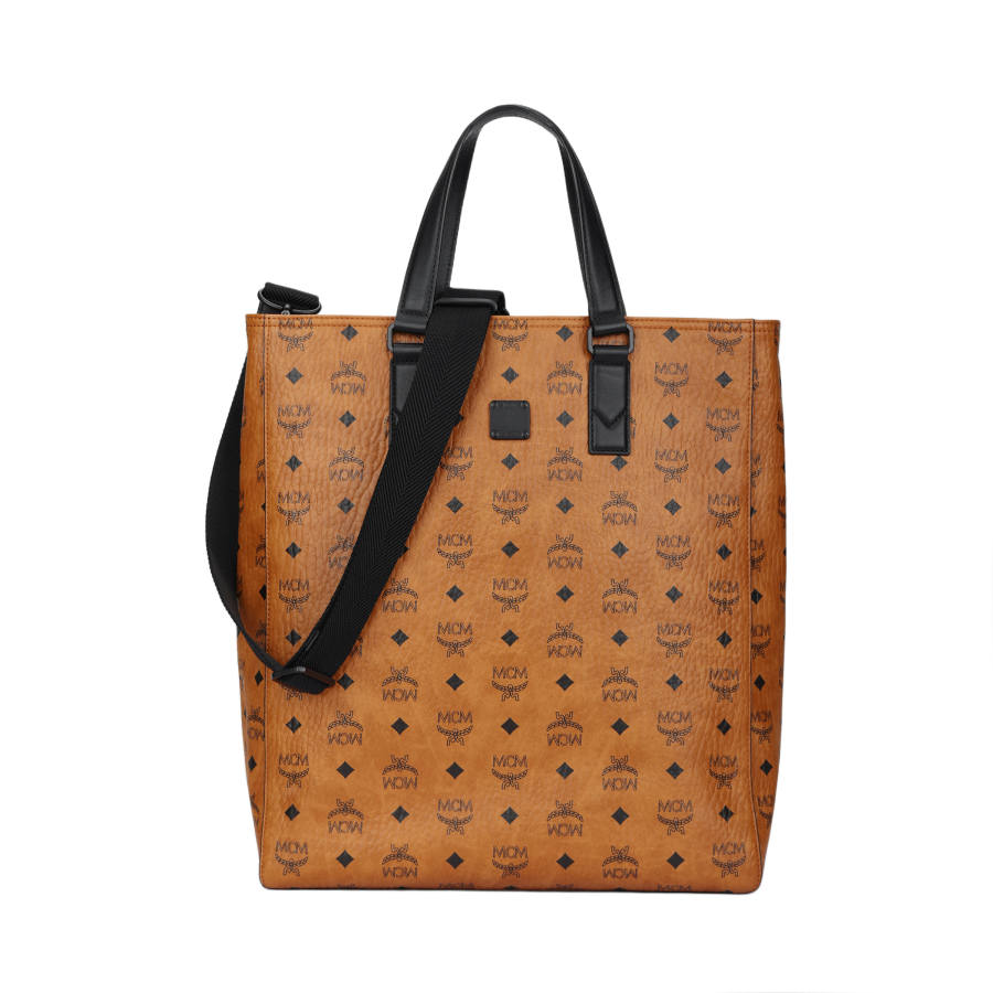 MCM Klassik Coated Canvas Crossbody Bag, Handbag Medium Unisex Brown & Cognac