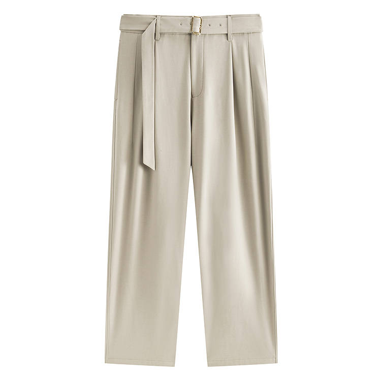 PEACEBIRD MEN Lining Fleece Lined Texture Loose Fit Wide Leg Brushed Suit Pants Casual Pants Men's