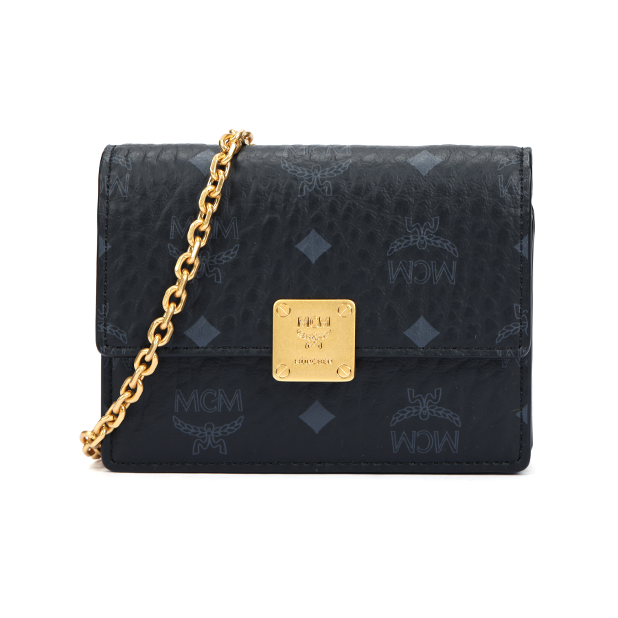 MCM Aren Canvas With Leather Wallet, Shoulder Bag, Crossbody Bag Mini Women's Black