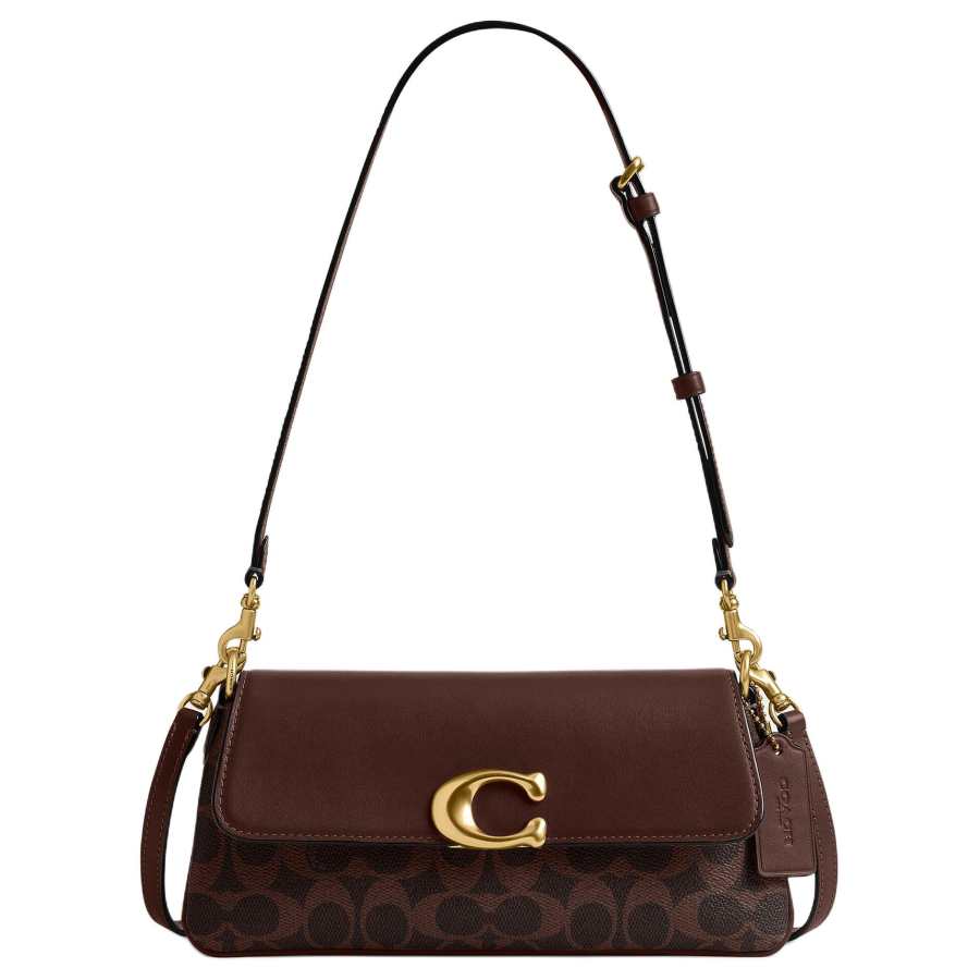 COACH Jet Coated Canvas With Cow Leather Crossbody Bag, Shoulder Bag Medium Women's Maple Brown