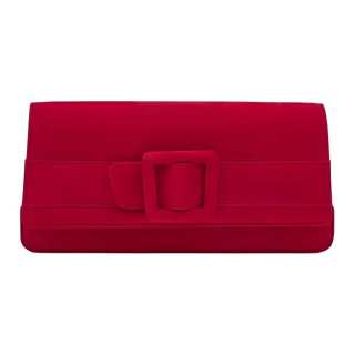 MANOLO BLAHNIK Lambskin One Shoulder Clutch Women's Red