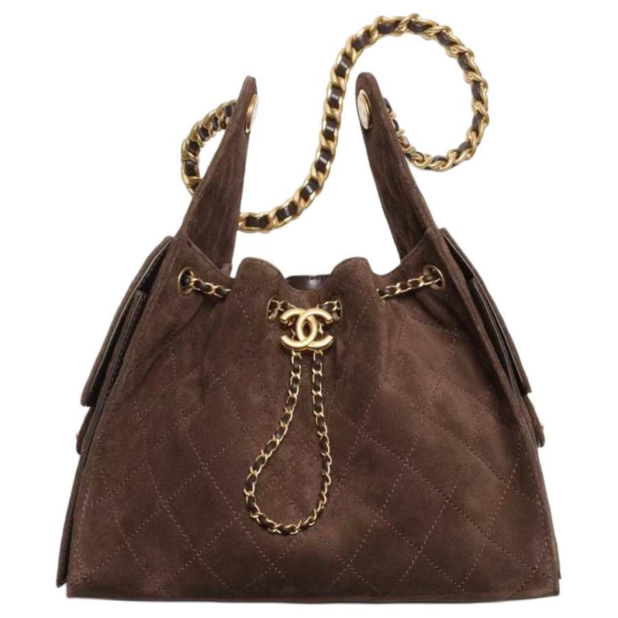 CHANEL 25Bag Cow Leather Shoulder Bag Medium Women's Dark Brown