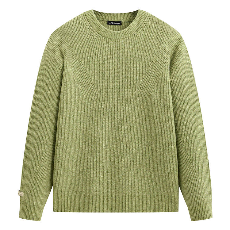 PEACEBIRD MEN Sweaters Men's Moss Green, Batch 1 Crew Neck Moderate