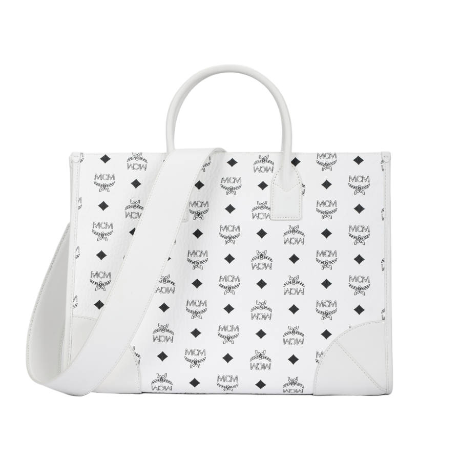 MCM MCM München Visetos Artificial Leather Combo Bag Handbag Large Women's White