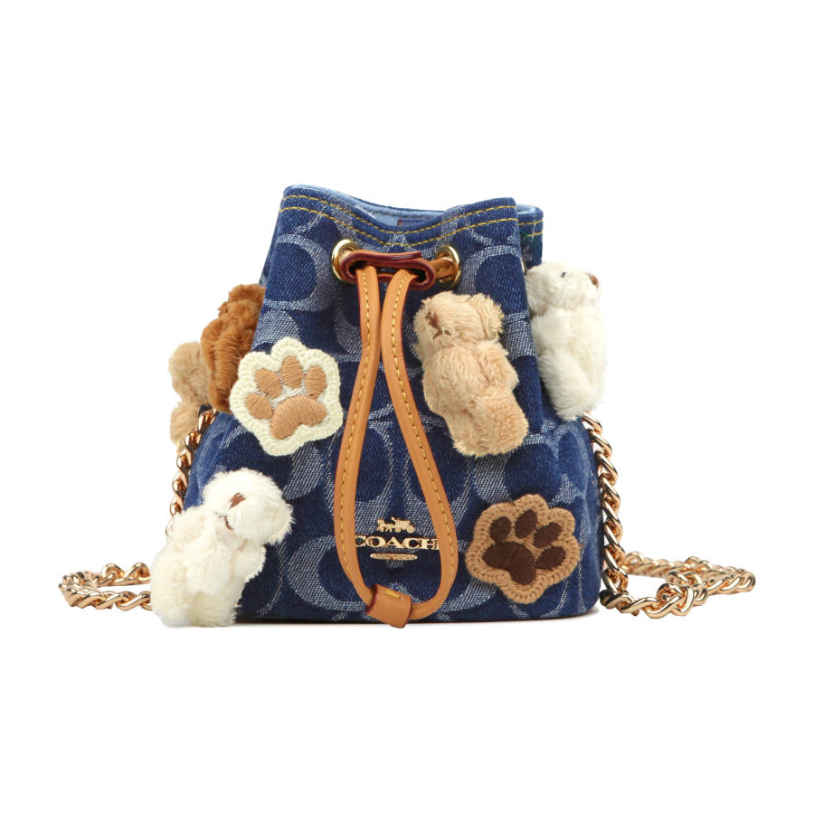 COACH COACH Drawstring Fabric Handbag, Shoulder Bag Mini Women's Blue