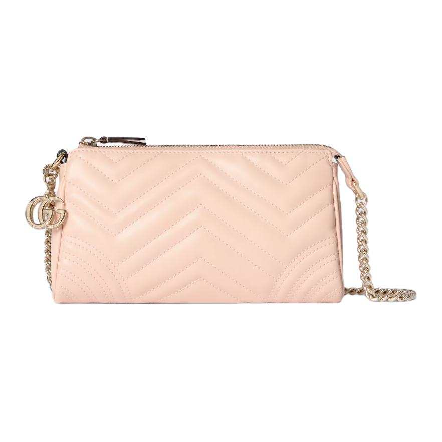 GUCCI GG Marmont Leather Shoulder Bag Small Women's Light Pink