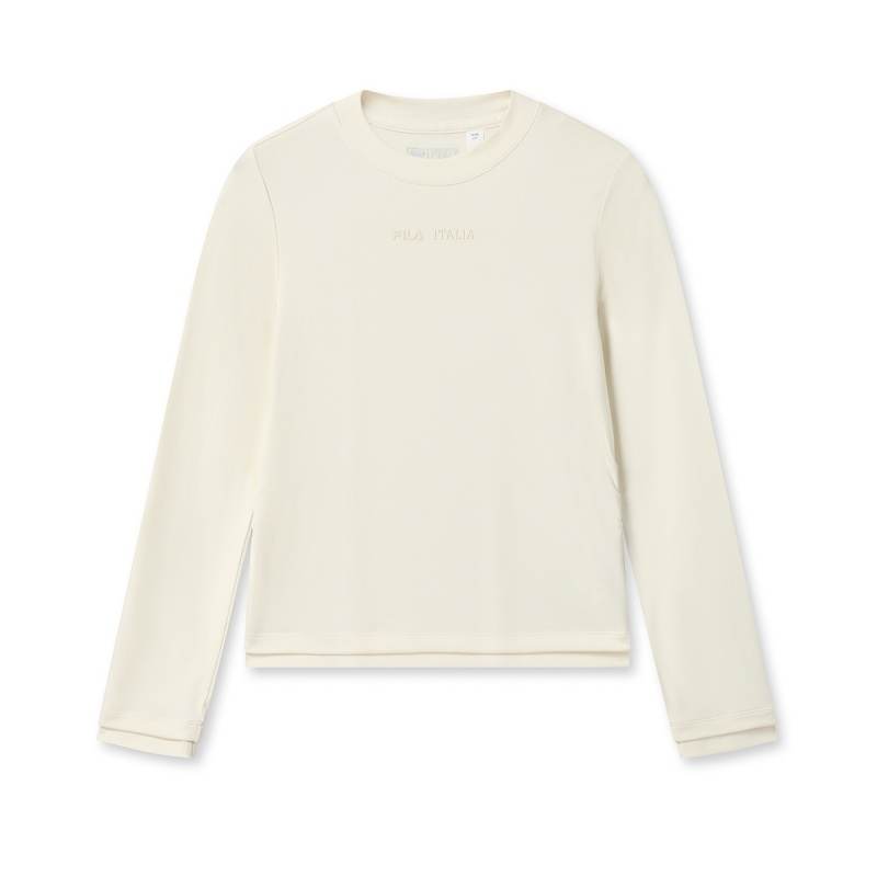 FILA WHITE T Shirts Women's Ice Cream White Crew Neck Moderate