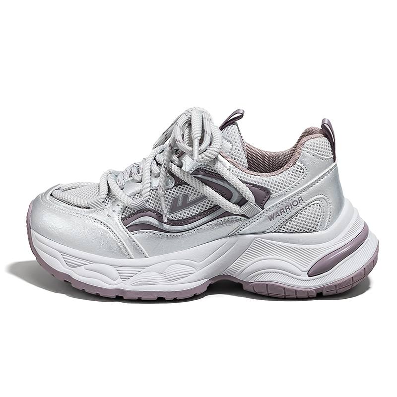 Warrior Cushioning Slip Resistant Abrasion Resistant Height Increasing Low top Chunky Sneakers Women's Gray/Purple