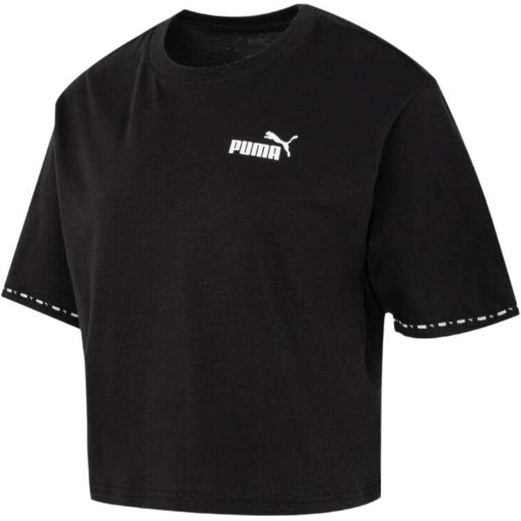 PUMA T Shirts Women's Black Crew Neck Moderate Straight Fit