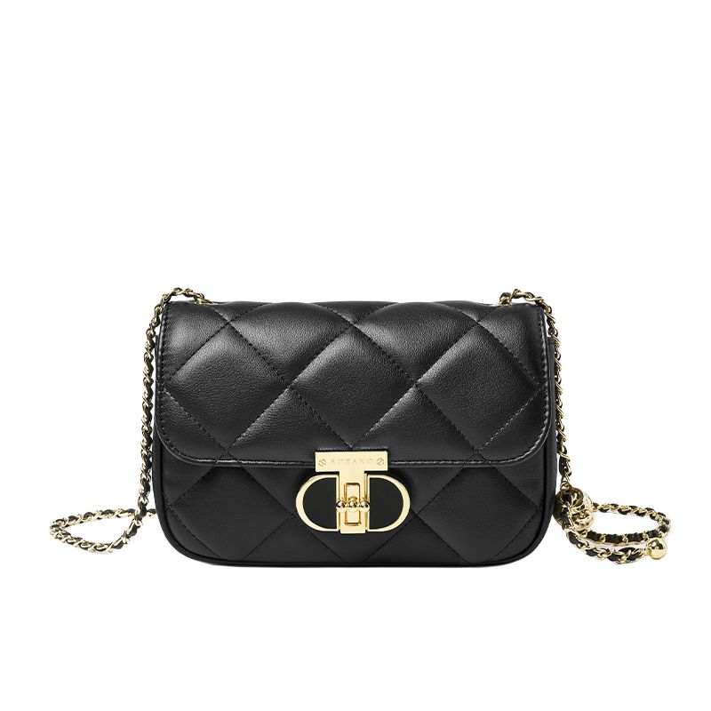 AOKANG Cow Leather Diamond Pattern Chain Bag Small Square Bag Crossbody Bag Underarm Shoulder Bag Small Women's