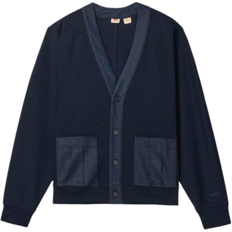 Levis Knitwear Men's Dark Blue V Neck Moderate Cardigan
