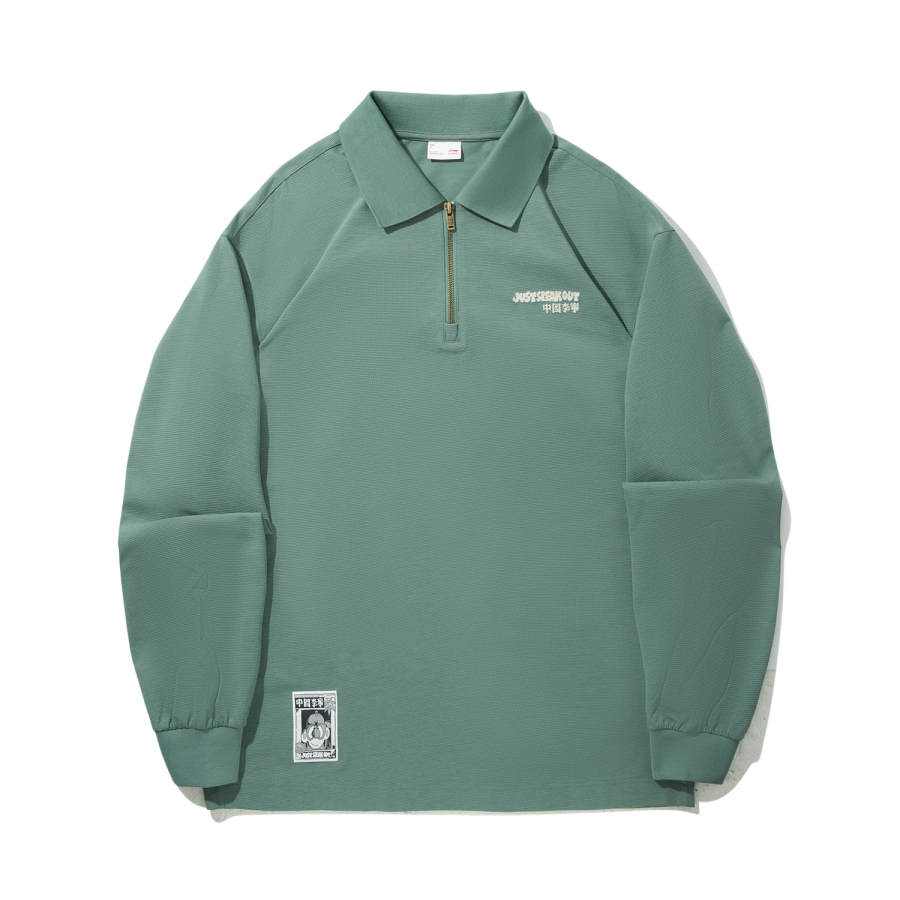 Li-Ning Li Ning Polo Shirts Men's Cool Spring Green Polo Collar Moderate Straight Fit