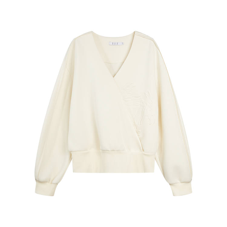 ELLE Sweatshirts Women's V Neck Moderate Regular