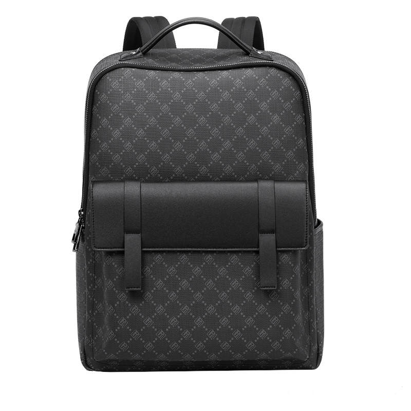 POLO PVC Synthetic Leather Backpack Large Men's Black