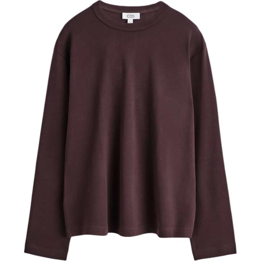 COS COS T Shirts Men's Bordeaux Red Crew Neck Thin