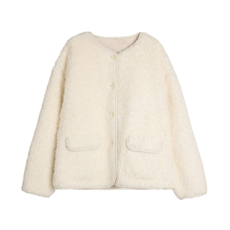ELLE Velvet Jackets Women's Crew Neck Thickened