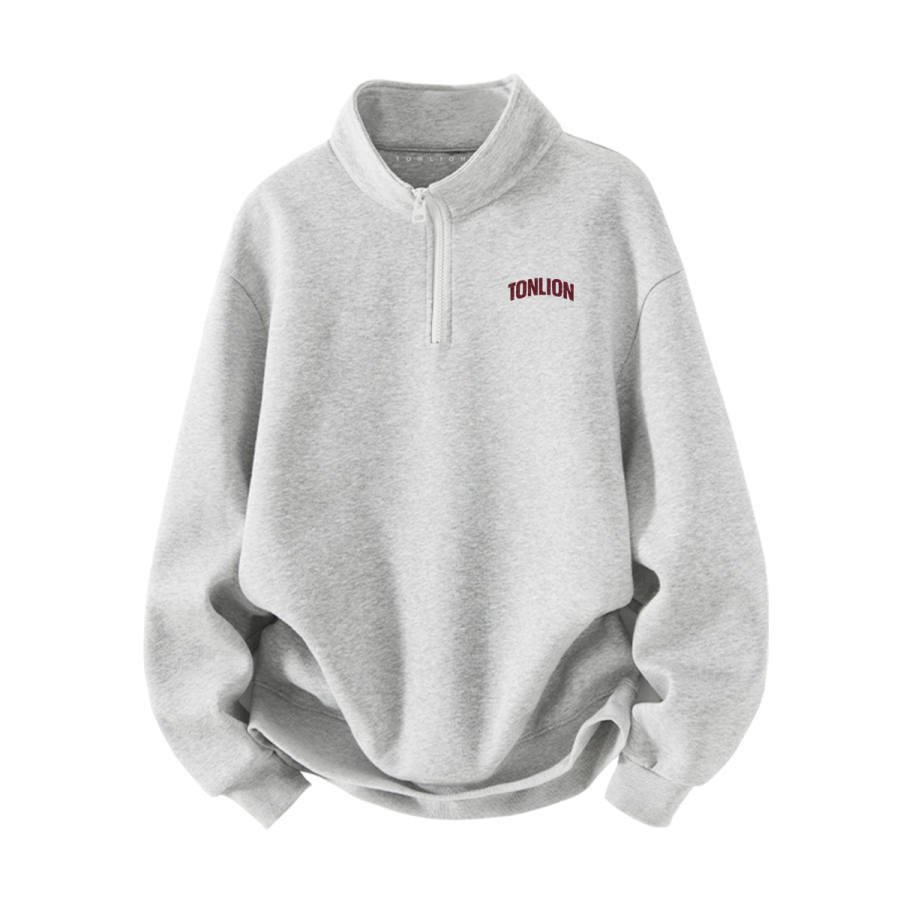 Tonlion Sweatshirts Unisex Stand Collar Moderate Regular