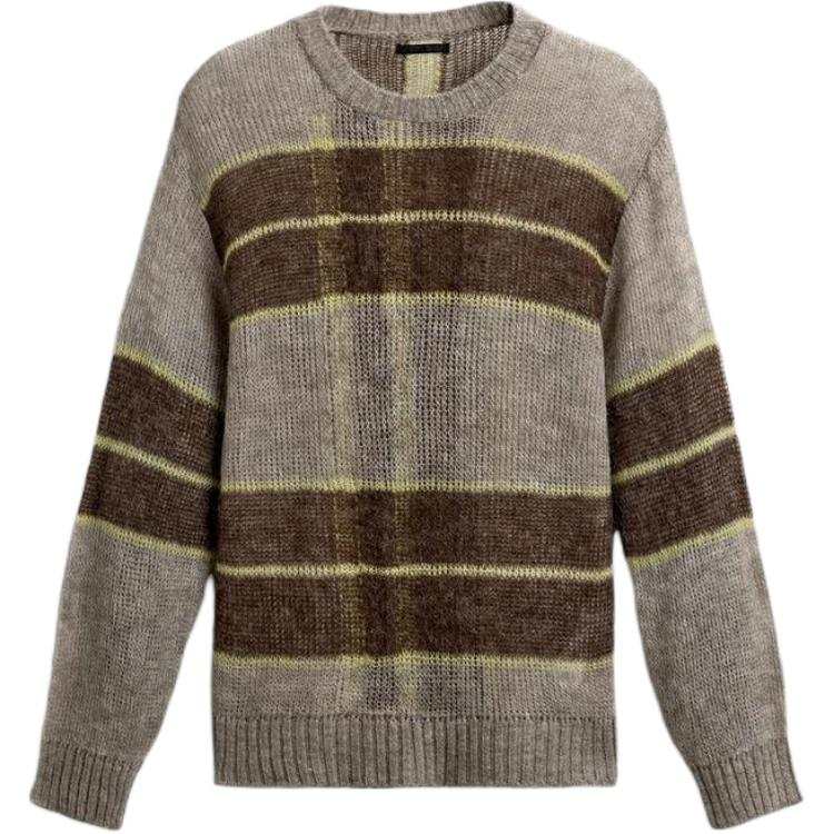 ZARA Knitwear Men's Brown/Dark Taupe Crew Neck Moderate