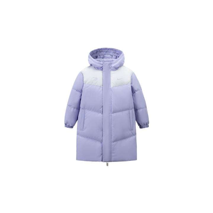 Nike Nike Down Jacket 3Brand Fleece Lined Thermal Hooded Mid Length Lilac Kids'