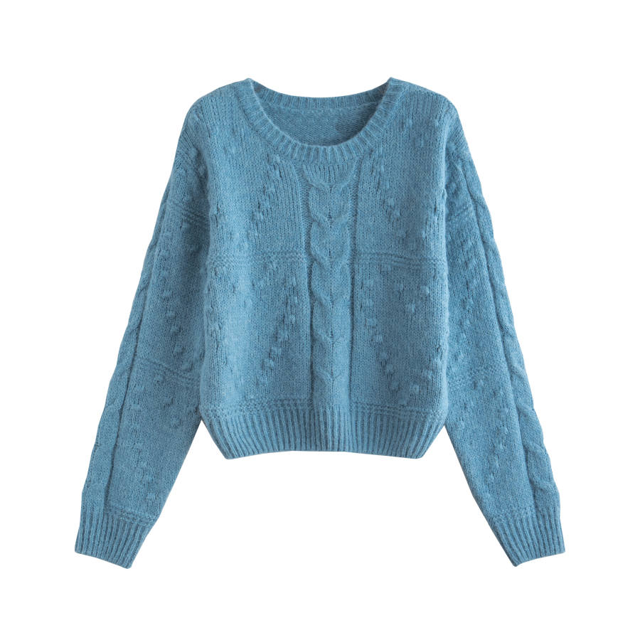 Tonlion Knitwear Women's Light Blue Crew Neck Moderate