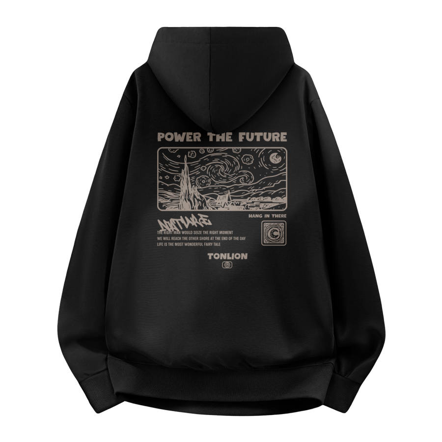 Tonlion Sweatshirts Unisex Hooded Moderate Regular
