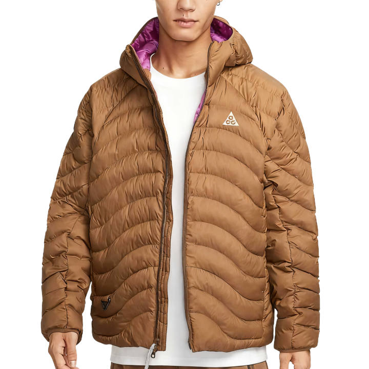 Nike Nike ACG Puffer Jackets Men's Moss Wood Brown Hooded Moderate
