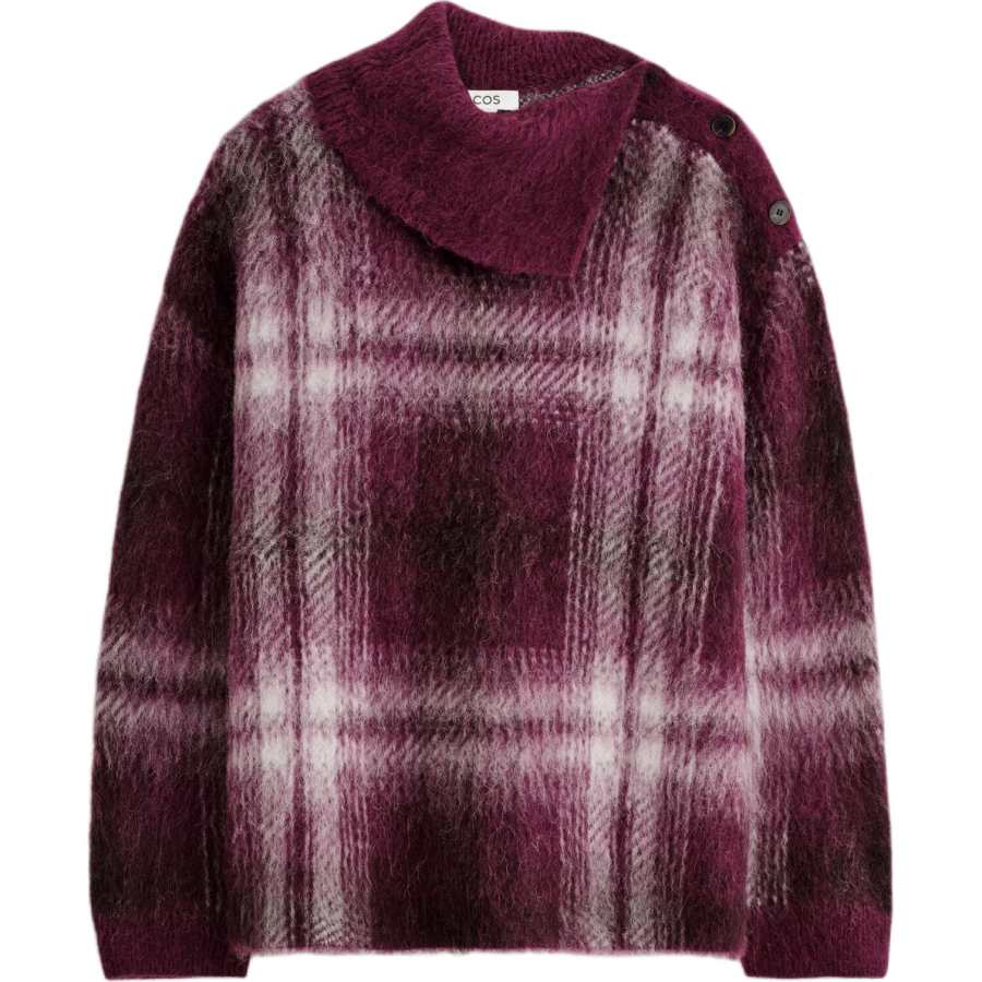COS Knitwear Women's Burgundy/Plaid Moderate