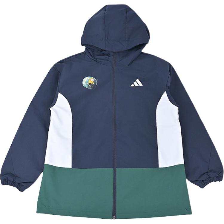 Adidas Adidas Jacket Kids Casual Hooded Fleece Lined Long Sleeved White/Blue/Green Kids'