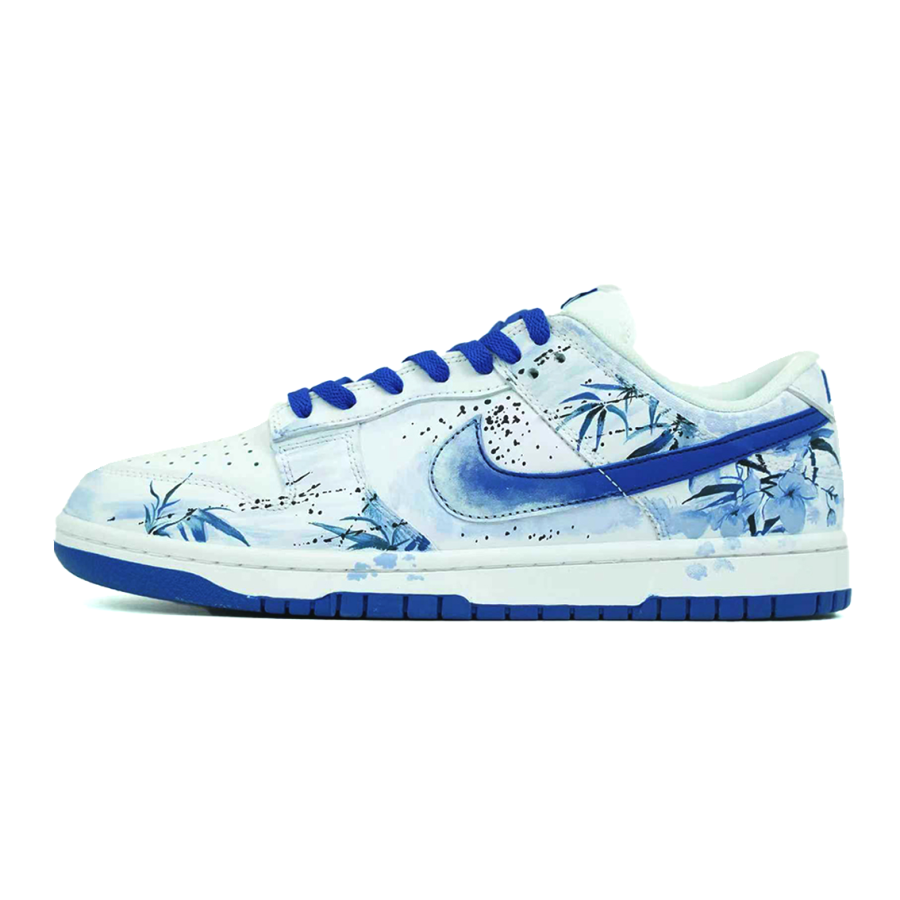 Nike Nike Dunk Blue And White Bamboo Abrasion Resistant Breathable Low top Skateboard Shoes Men's White Blue