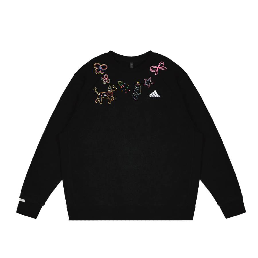 Adidas Adidas LABEL Sweatshirts Unisex Black Crew Neck Moderate Regular